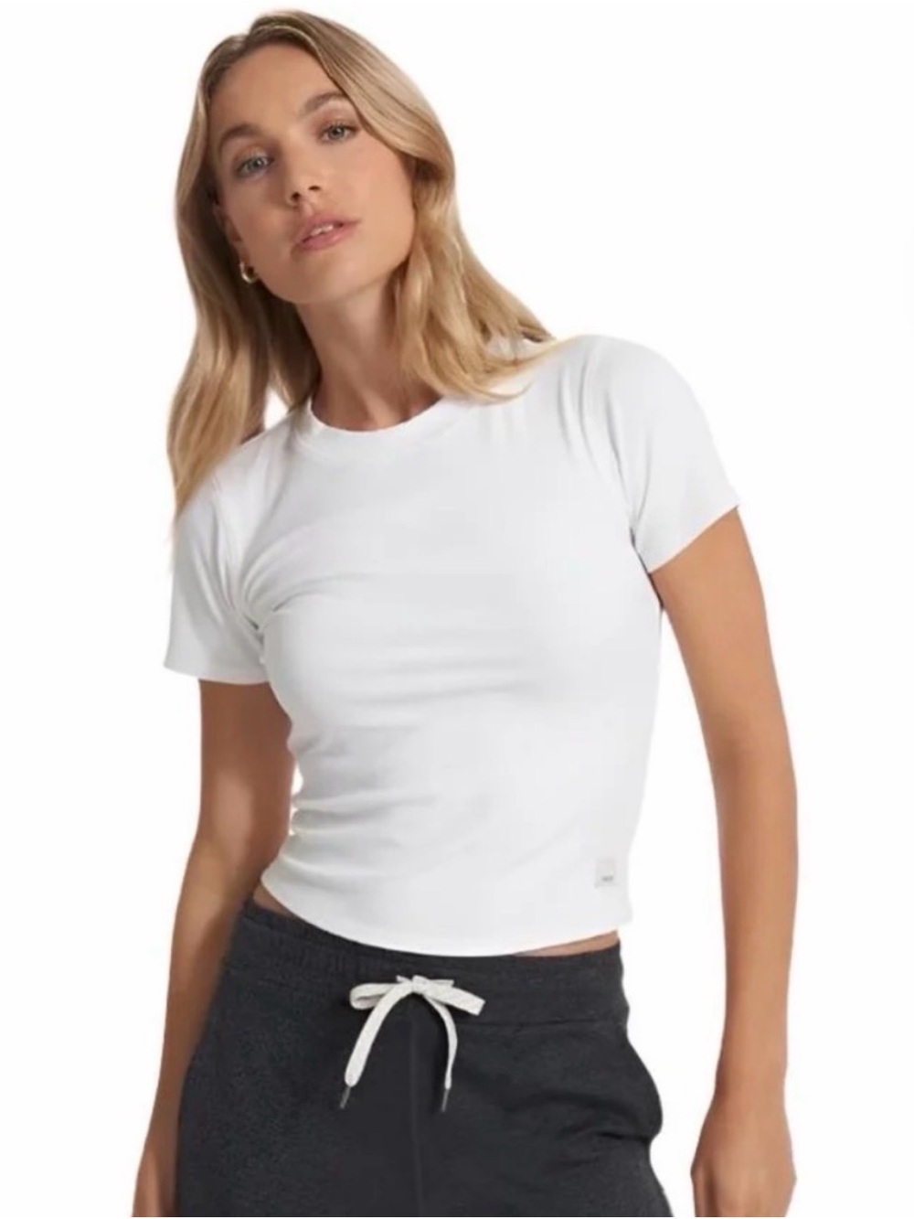 VUORI Pose Fitted Rib Tee White Size Medium